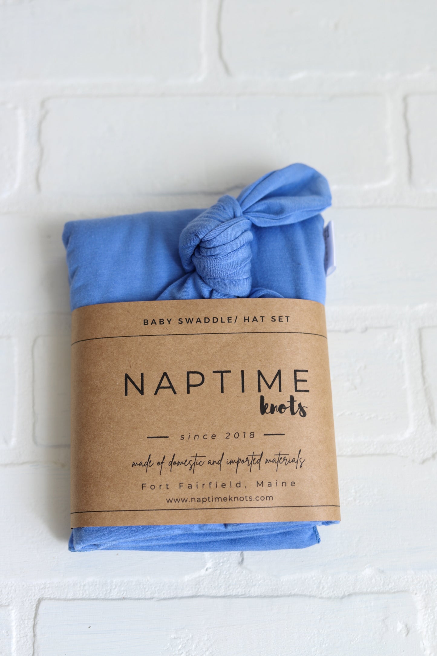 BLUE | MUSHROOM | CEMENT | ROSEWOOD -Bamboo NB Top Knot Hat/Swaddle Sets