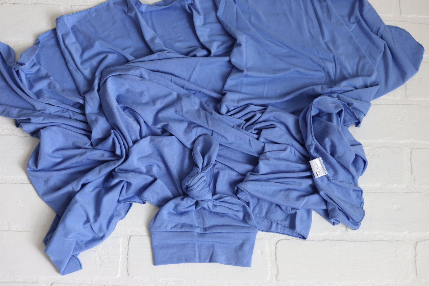 BLUE | MUSHROOM | CEMENT | ROSEWOOD -Bamboo NB Top Knot Hat/Swaddle Sets