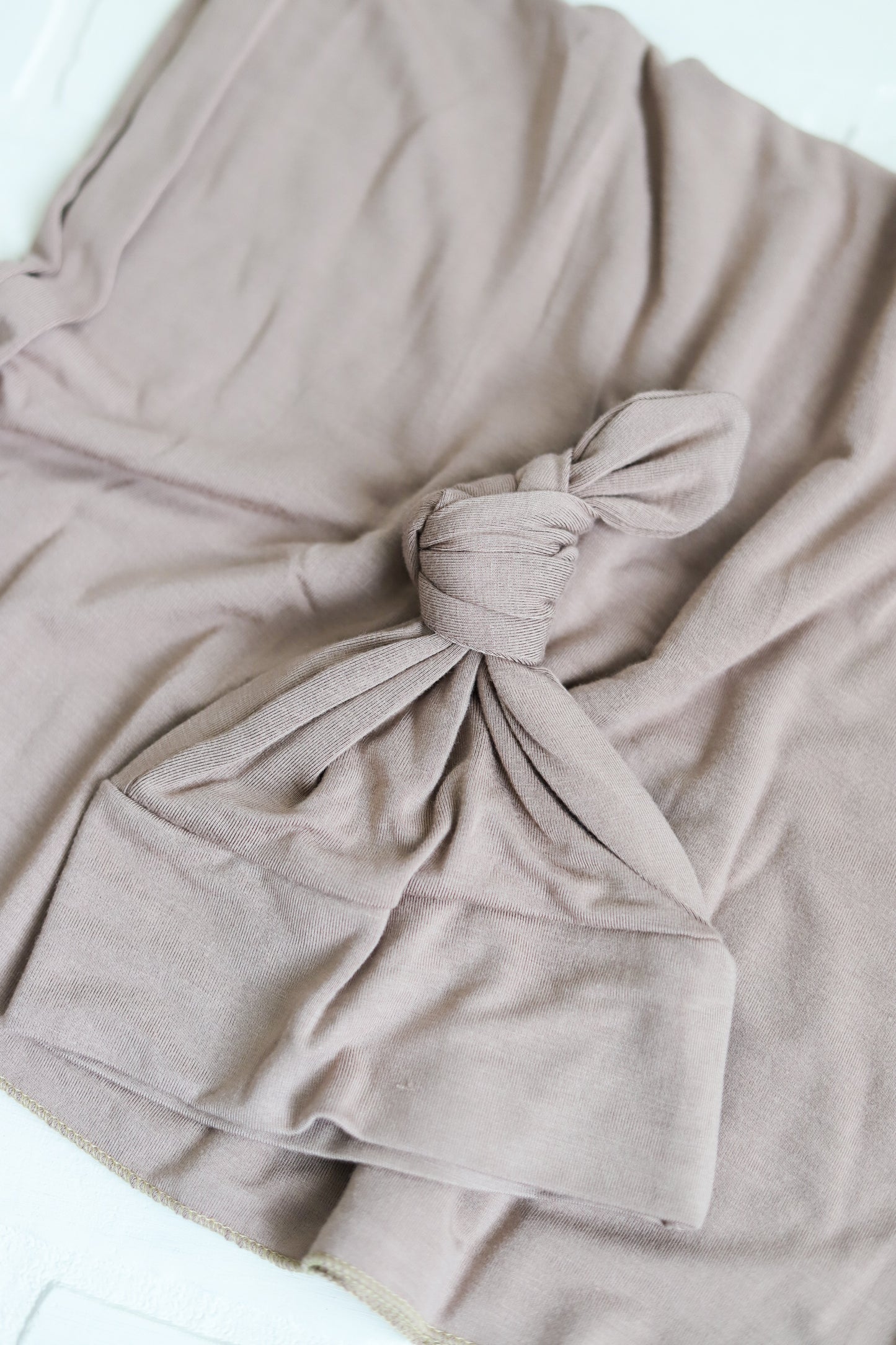 BLUE | MUSHROOM | CEMENT | ROSEWOOD -Bamboo NB Top Knot Hat/Swaddle Sets
