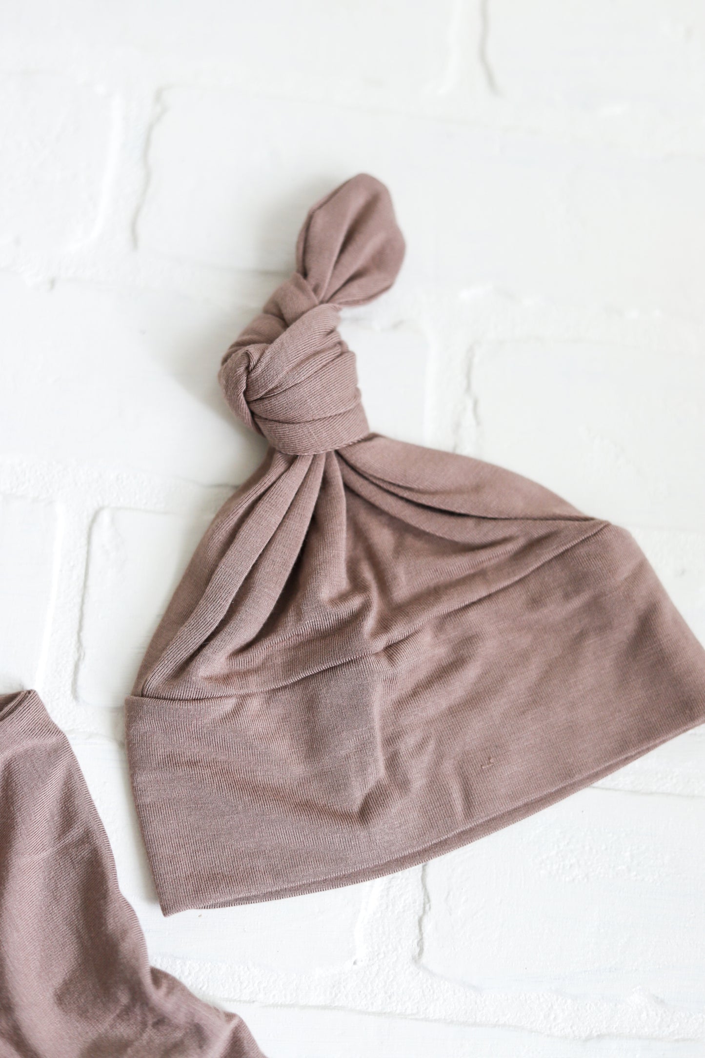 BLUE | MUSHROOM | CEMENT | ROSEWOOD -Bamboo NB Top Knot Hat/Swaddle Sets