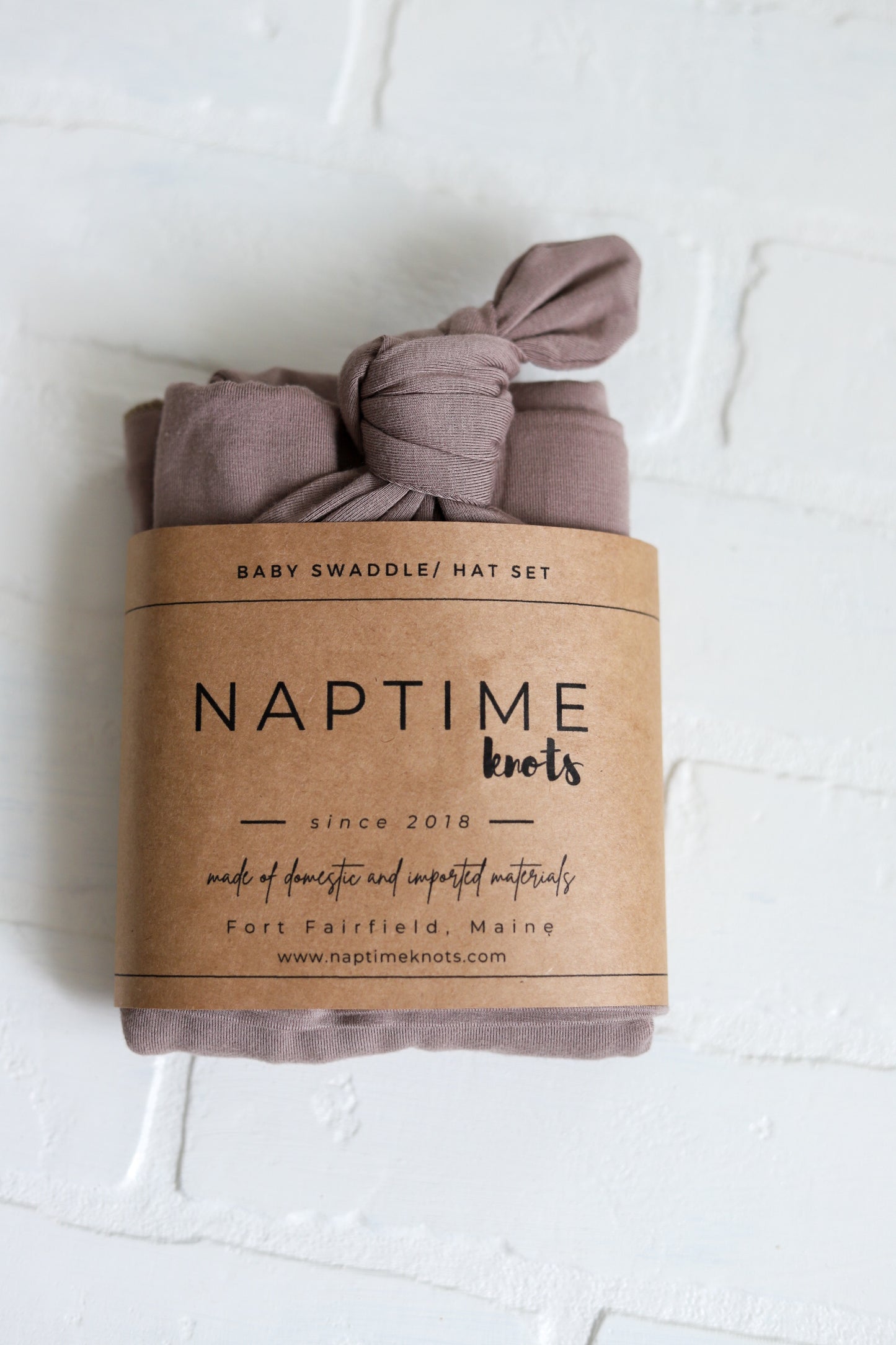 BLUE | MUSHROOM | CEMENT | ROSEWOOD -Bamboo NB Top Knot Hat/Swaddle Sets