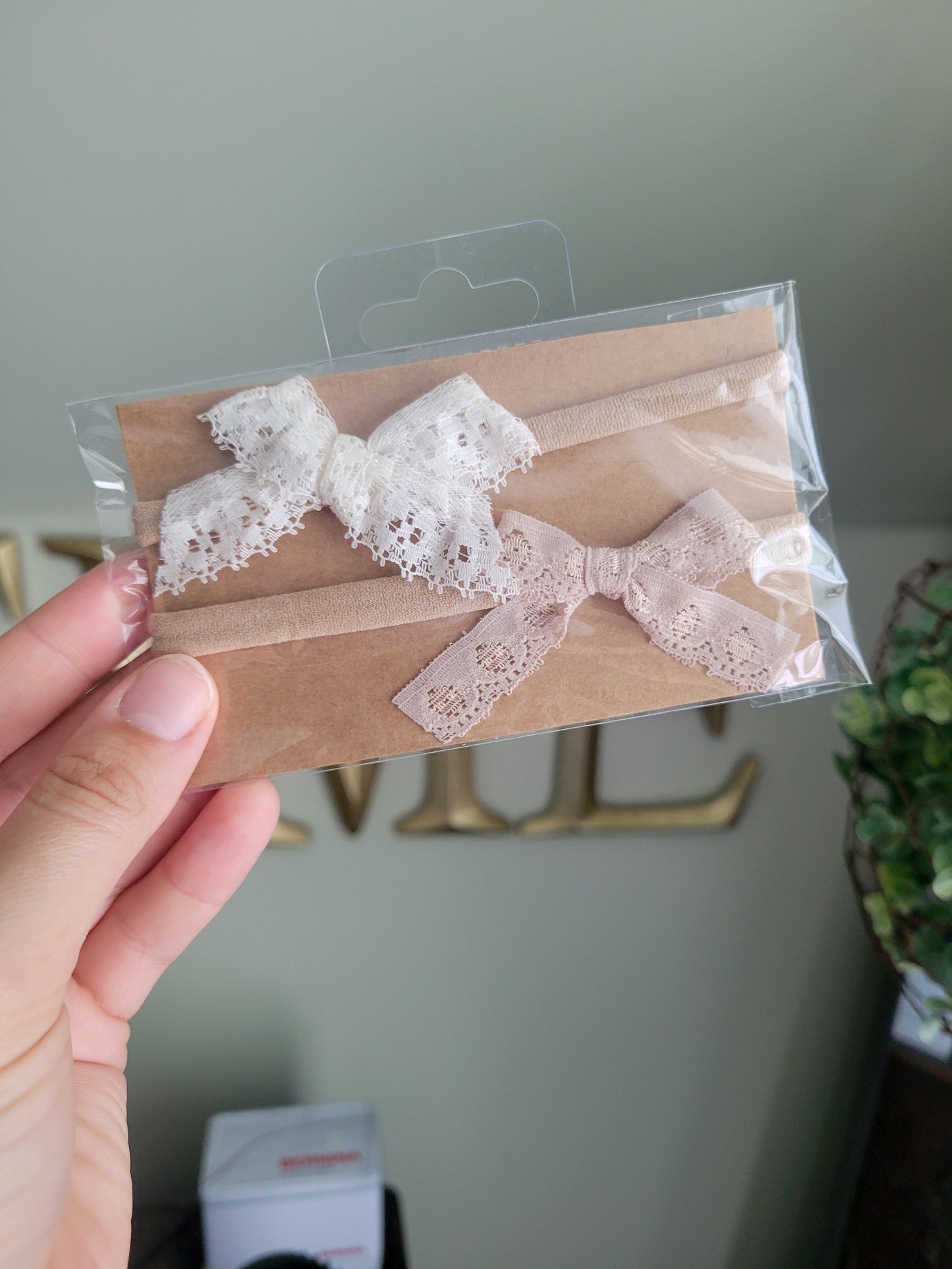 2 Pack Lauretta Lace Bows on Nylon
