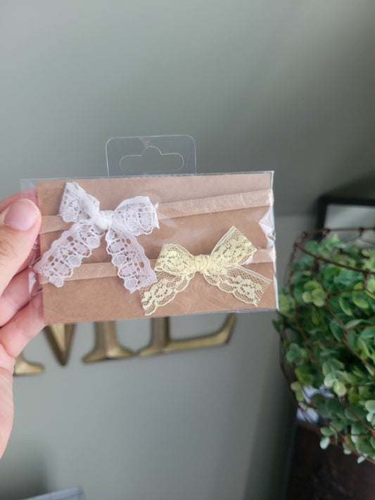 2 Pack Lauretta Lace Bows on Nylon