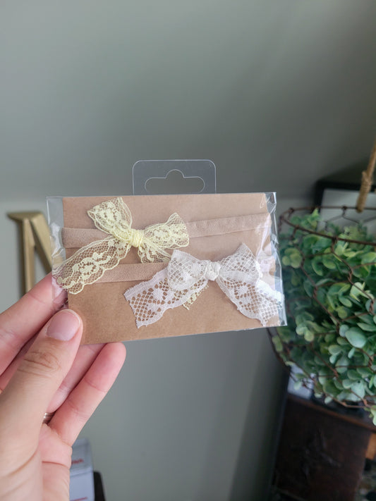 2 Pack Lauretta Lace Bows on Nylon