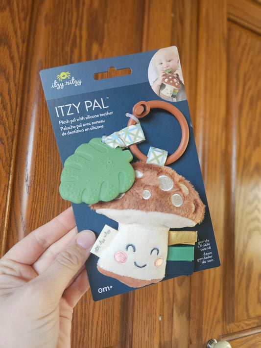 Itzy Pal™ Plush + Teether: NEW Mushroom
