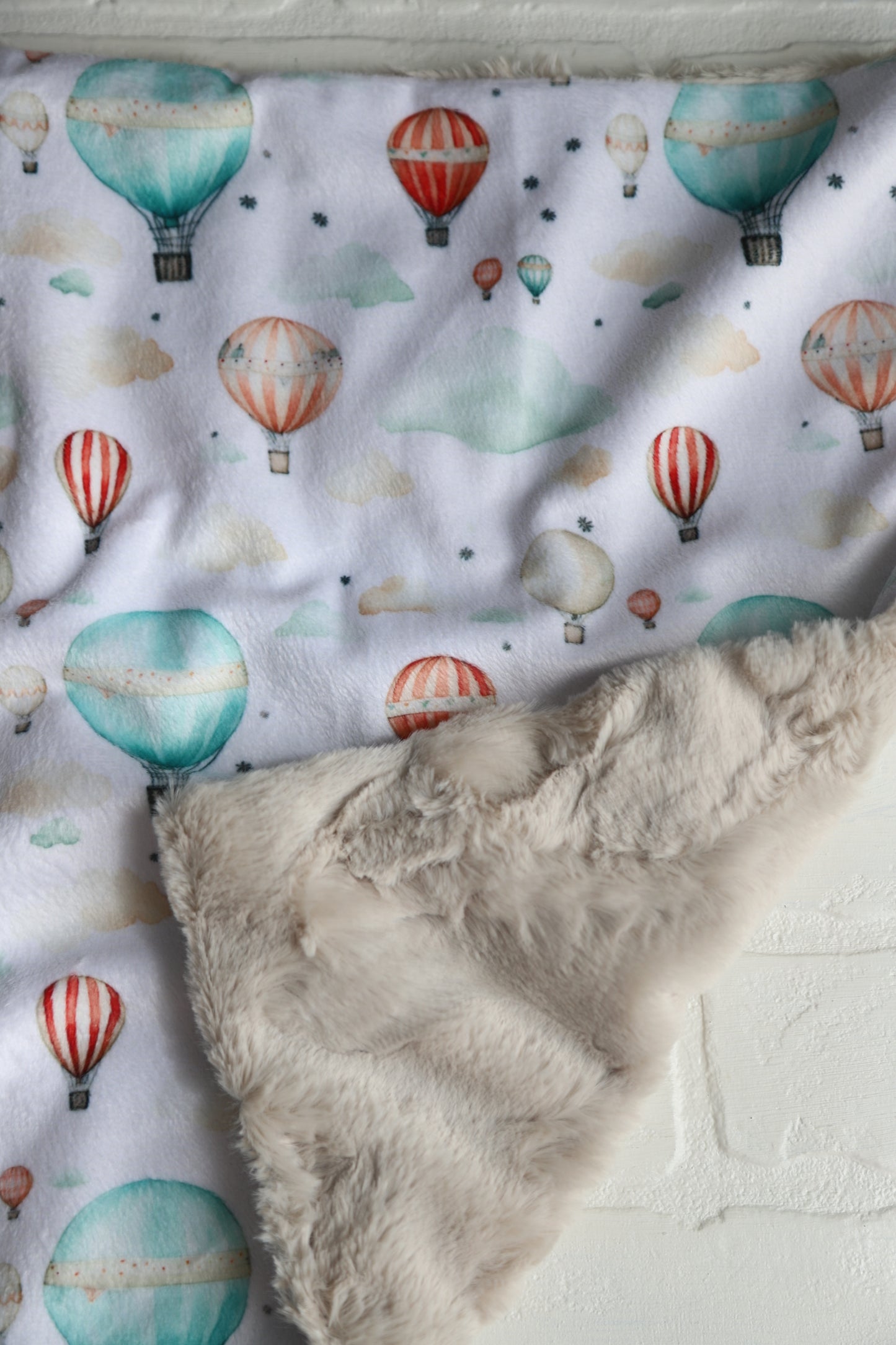 Hot Air Balloon Neutral Lovey Blanket