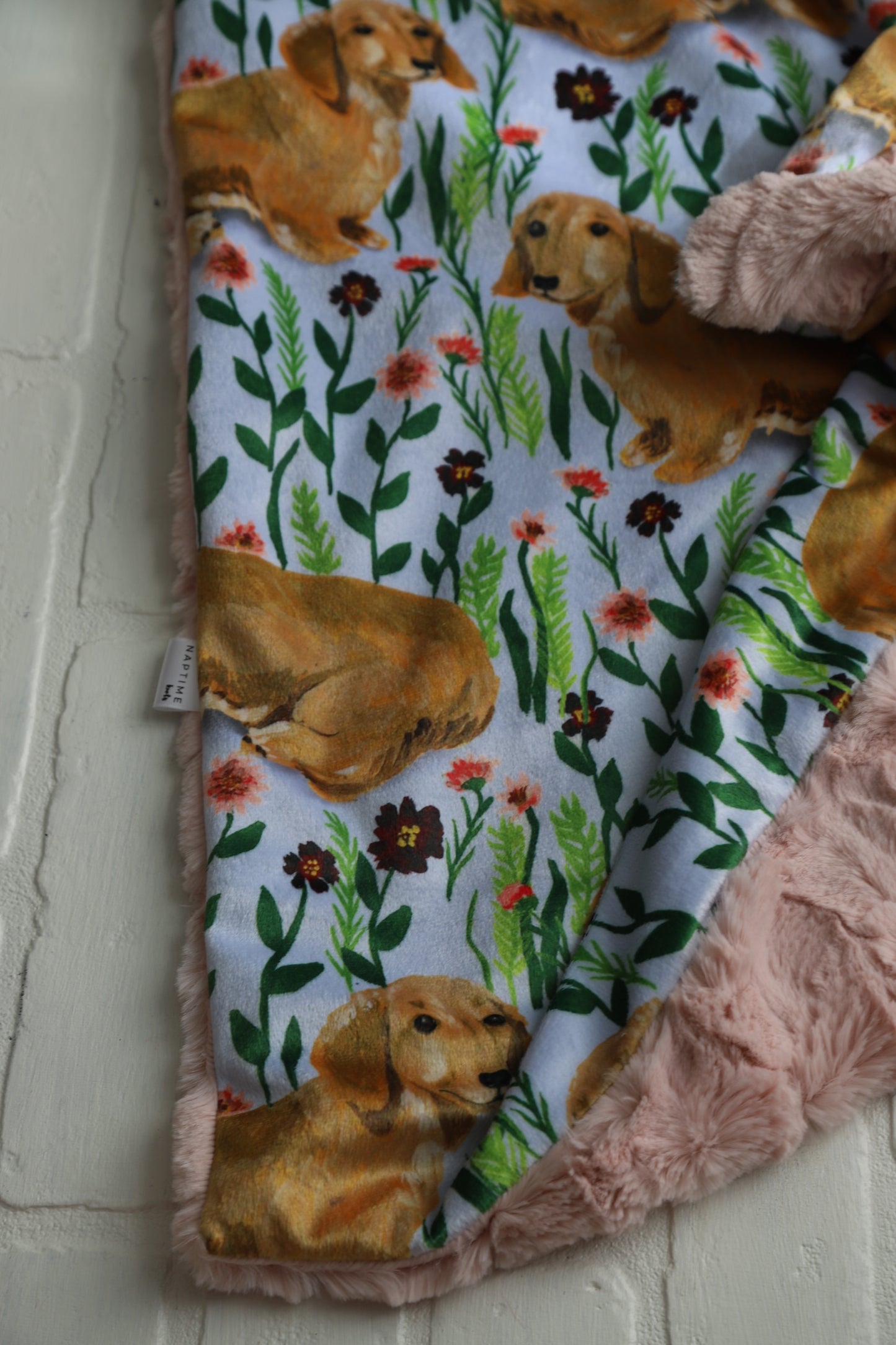 Floral Dachshund XL Lovey Blanket (larger size)