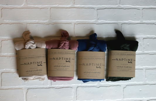 Bamboo Hat/Swaddle Sets- FOUR Colors: Green/Blue/Pink/Cream