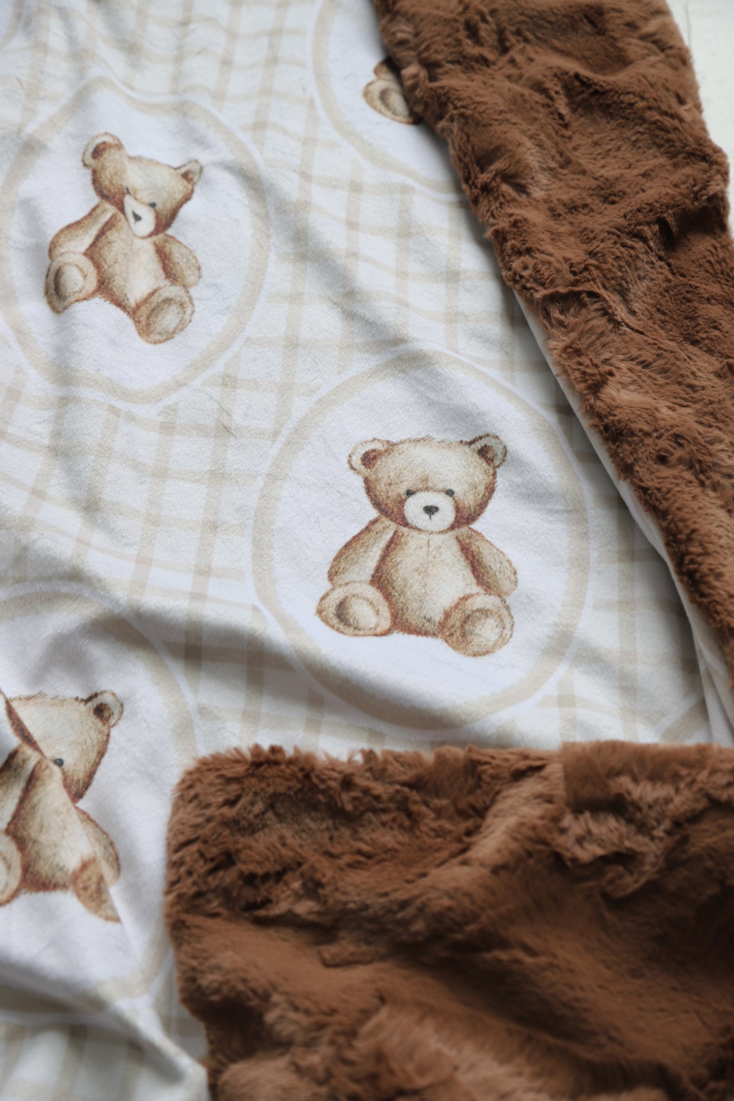 Teddy Bear Checkered XL Lovey Blanket (larger size)