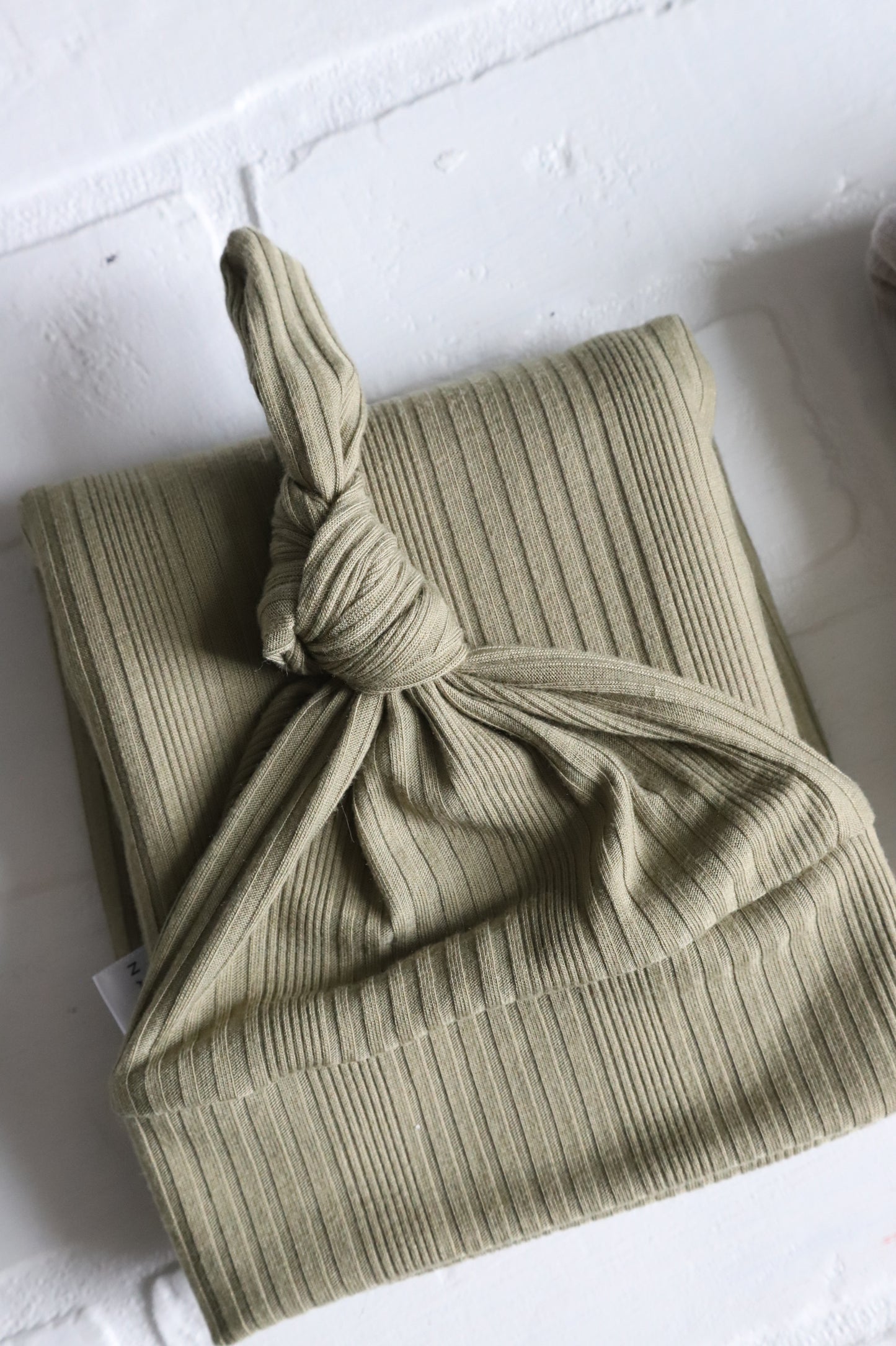 Ribbed Swaddle and Newborn Hat | Taupe or Olive Green