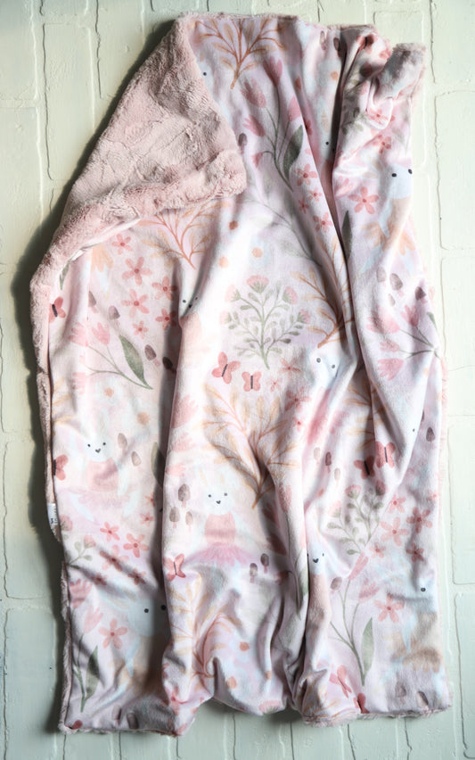Pink Bunny Ballet XL Lovey Blanket (larger size)