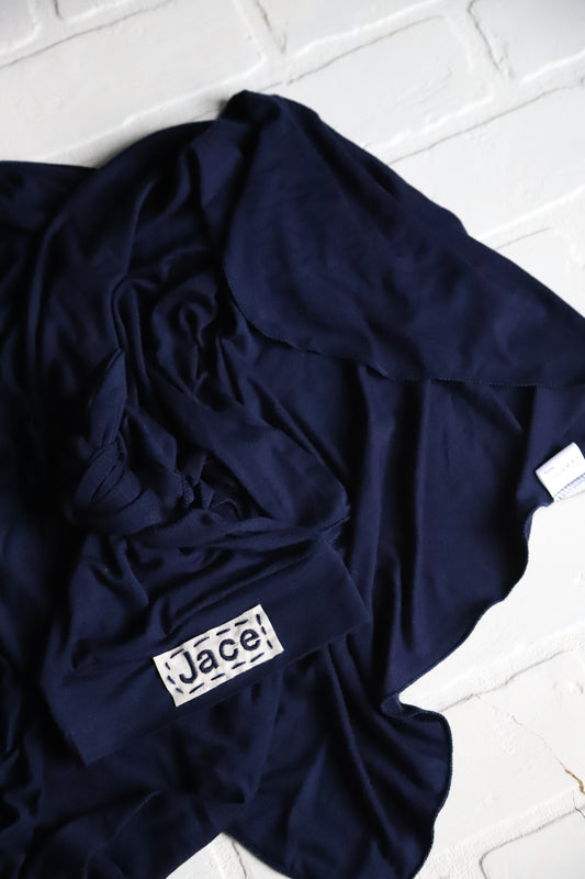 Navy Blue Bamboo Hat/Swaddle Set