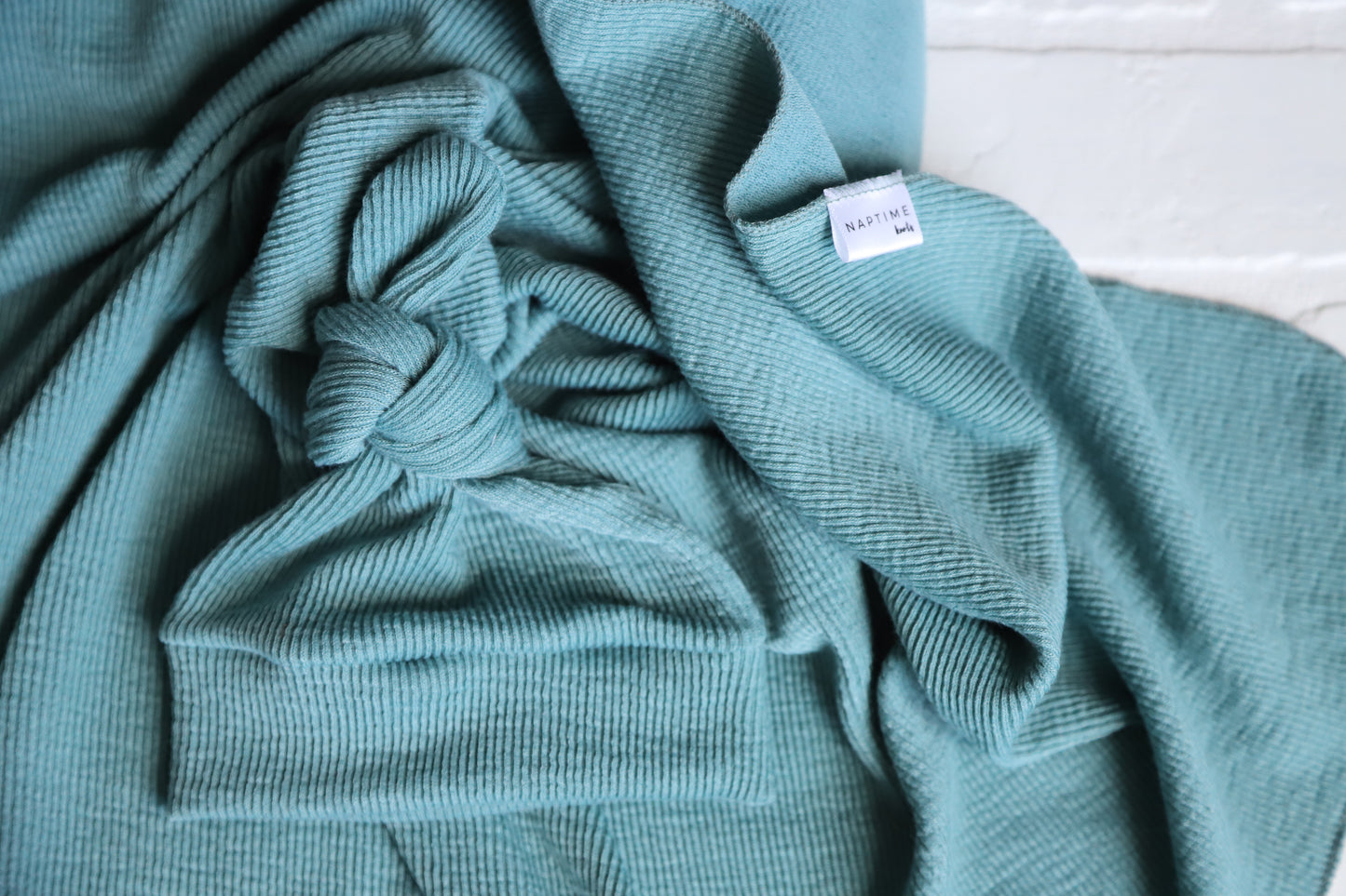 Teal Blue Ribbed Hat/Swaddle Set