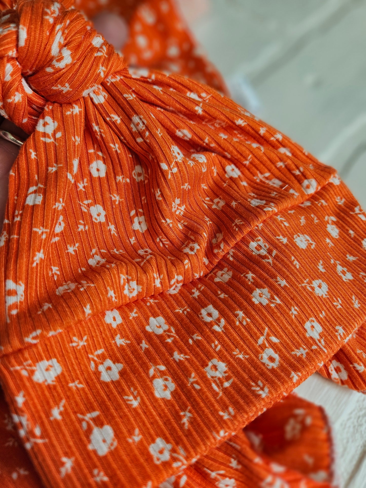 Orange Floral Swaddle and Newborn Hat
