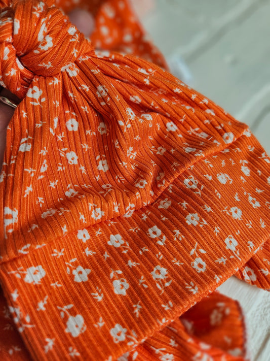 Orange Floral Swaddle and Newborn Hat