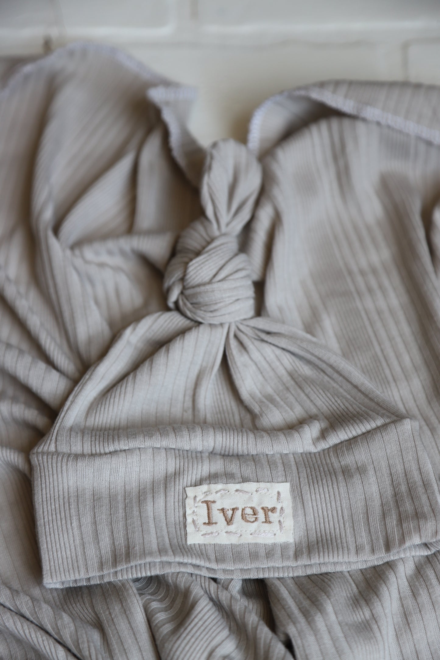 Ribbed Swaddle and Newborn Hat | Taupe or Olive Green