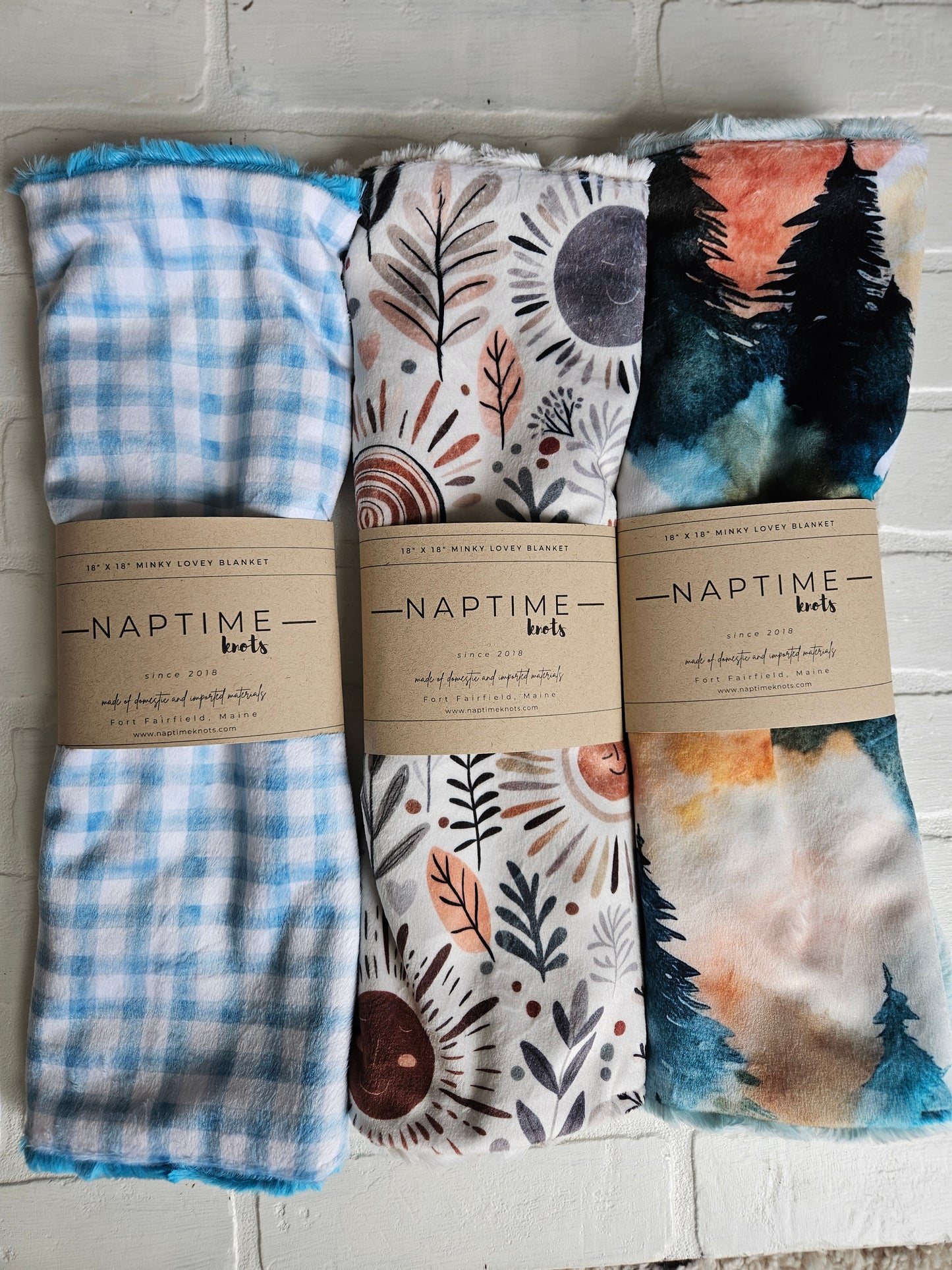 Blue Gingham Plaid Lovey Blanket