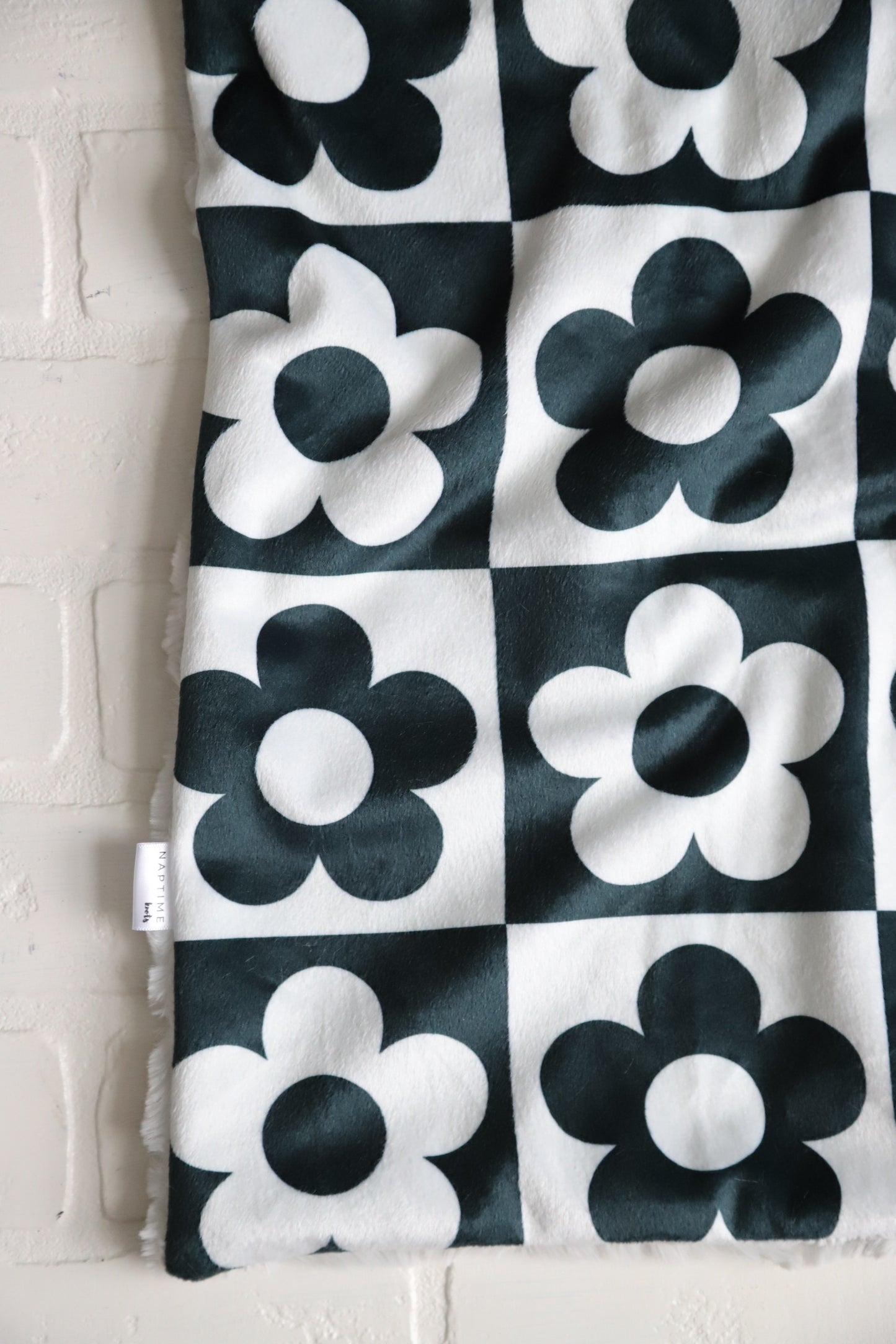 Black and White Flower Checkered Lovey Blanket