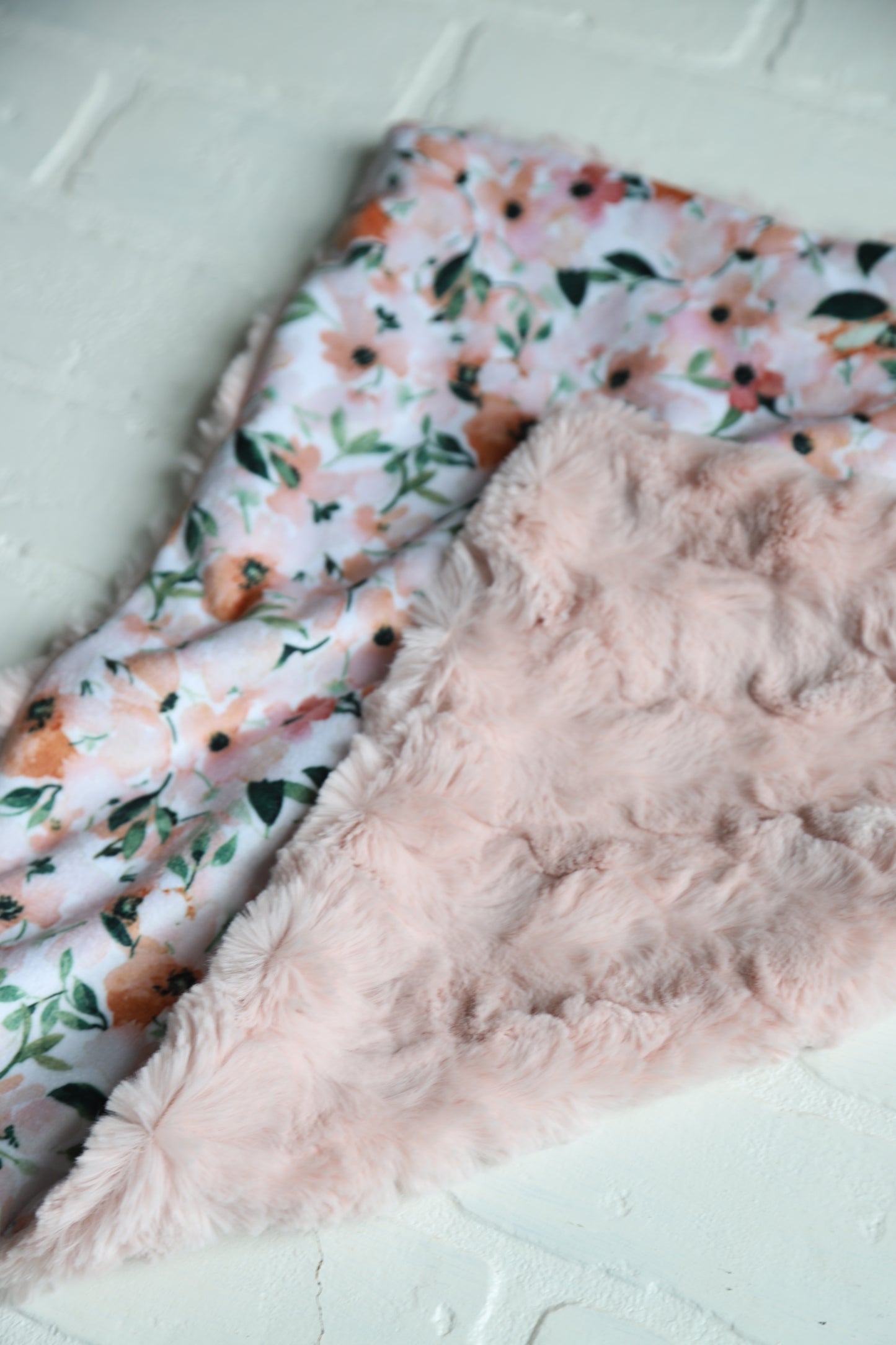 Sugared Peach Watercolor Floral Lovey Blanket