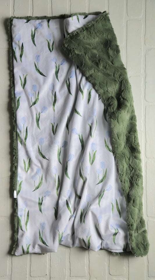 Blue Tulip Stripe XL Lovey Blanket (larger size)