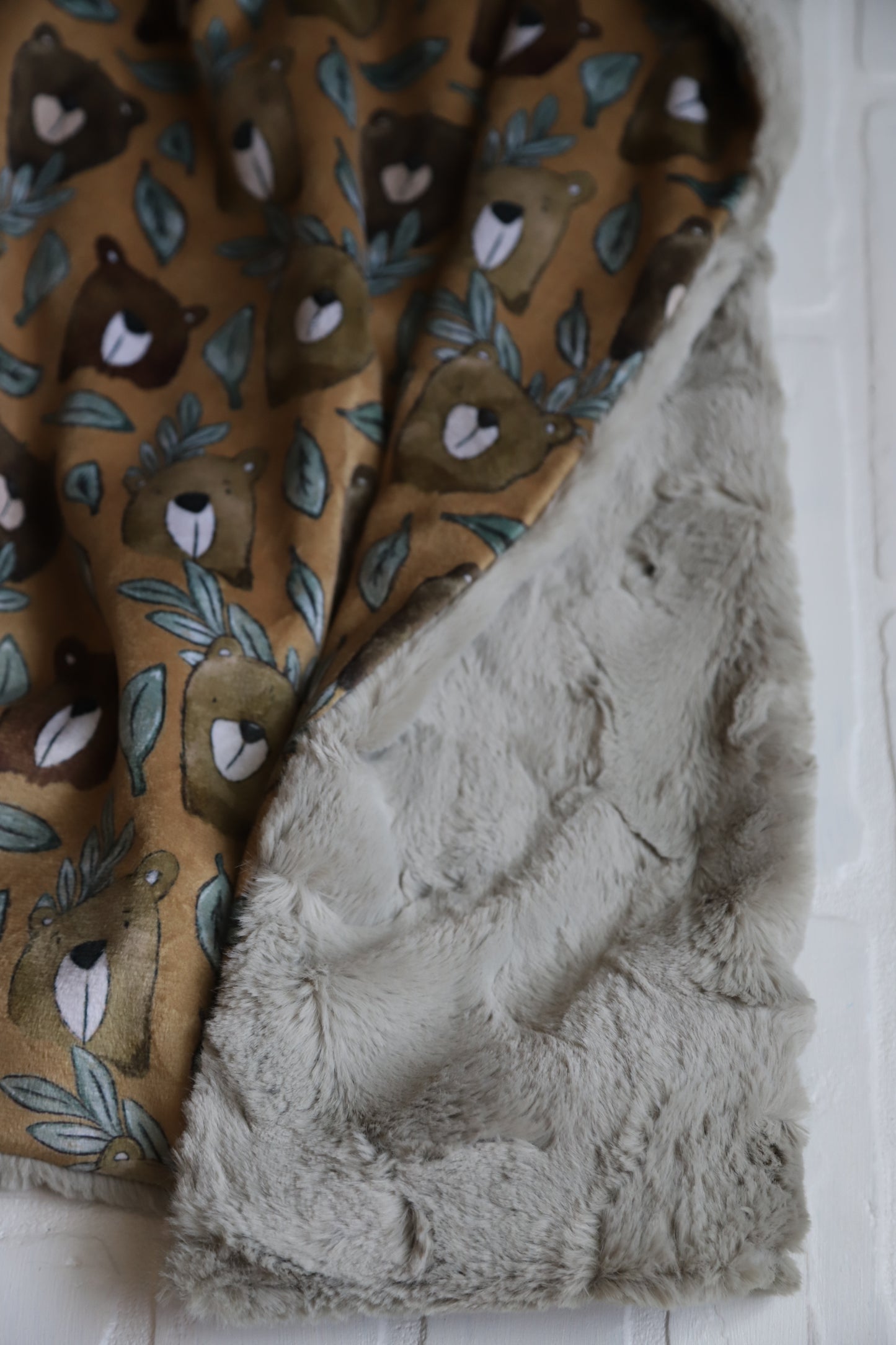 Bear + Eucalyptus XL Lovey Blanket (larger size)
