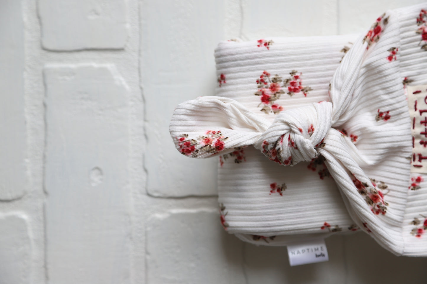 Maroon Floral Ribbed Swaddle and Newborn Hat