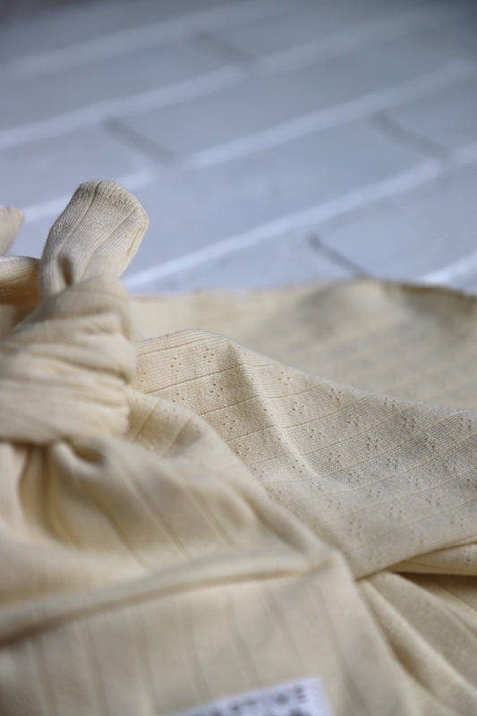 Butter Yellow Pointelle Hat/Swaddle Set