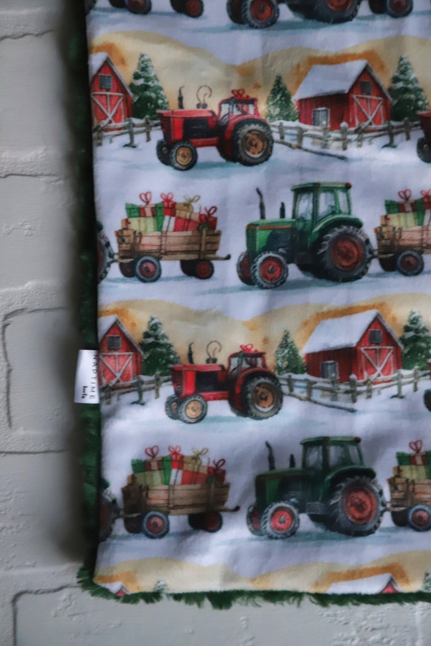 Christmas Tractors Lovey Blanket