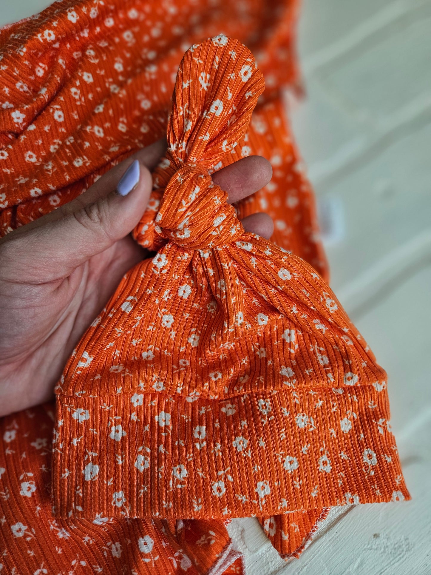 Orange Floral Swaddle and Newborn Hat