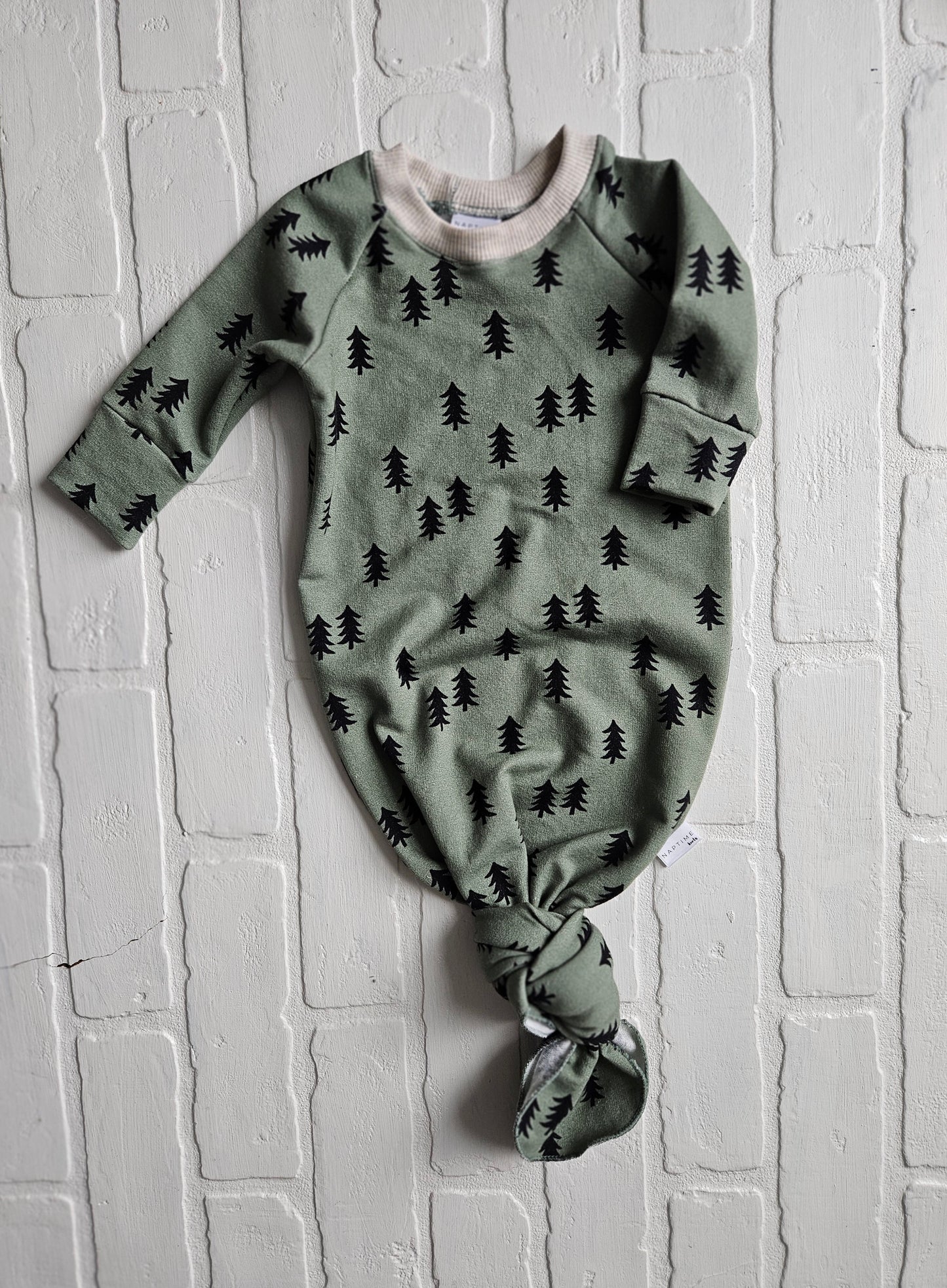 Evergreen Trees 0-3 Month Knotted Gown | Newborn Outfit