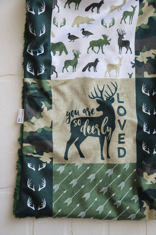 I love you Dearly Green Quilt XL Lovey Blanket (larger size)