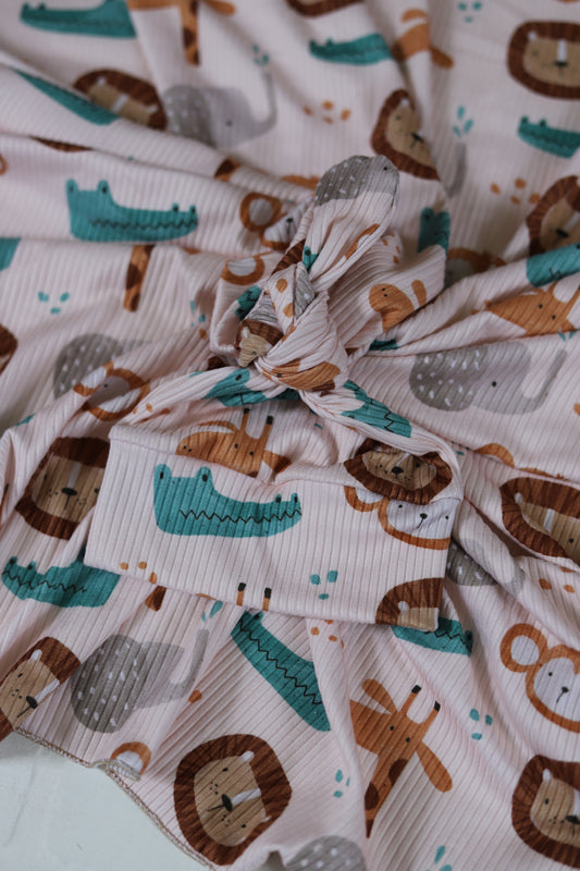 Safari Animals Hat/Swaddle Set
