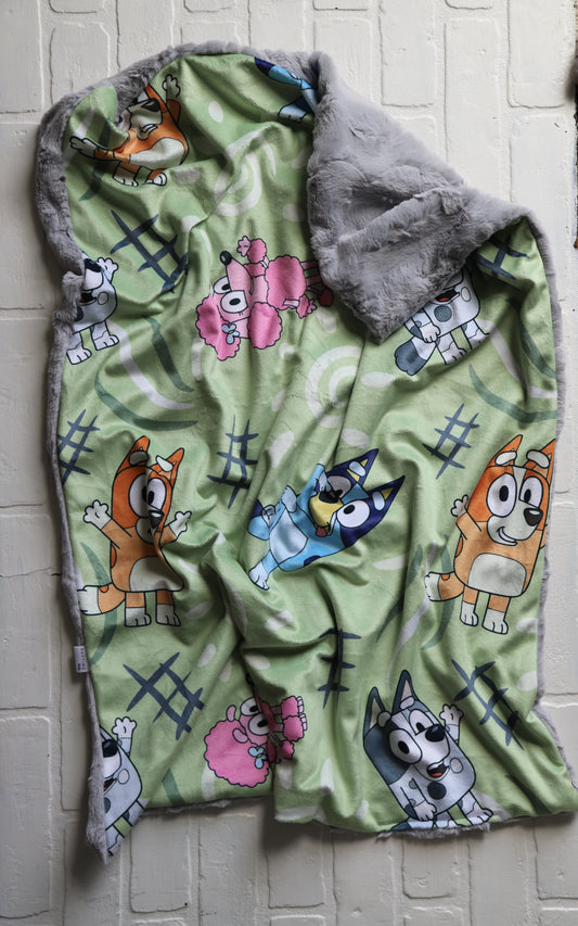 Bluey, Bingo, Muffin + Coco XL Lovey Blanket (larger size)
