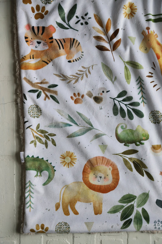 Safari Animals Tan XL Lovey Blanket (larger size)