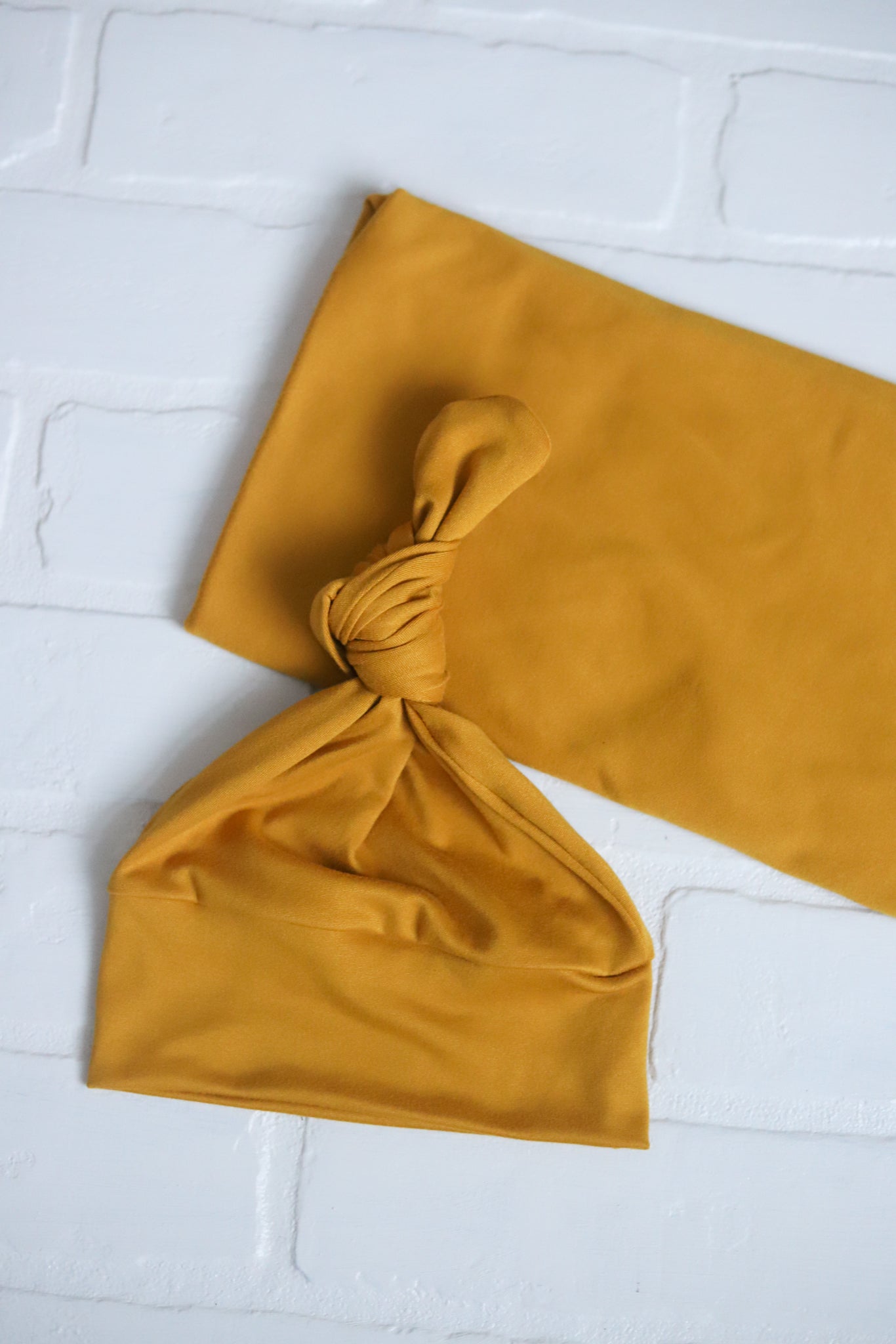 Mustard Swaddle and Newborn Hat | Or PLAIN Top Knot Hat