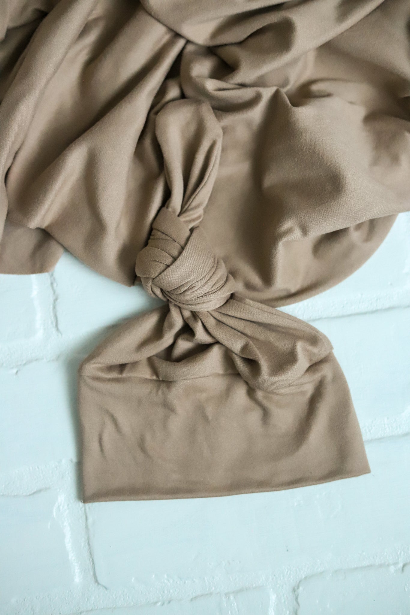Taupe Swaddle and Newborn Hat | Or PLAIN Top Knot Hat