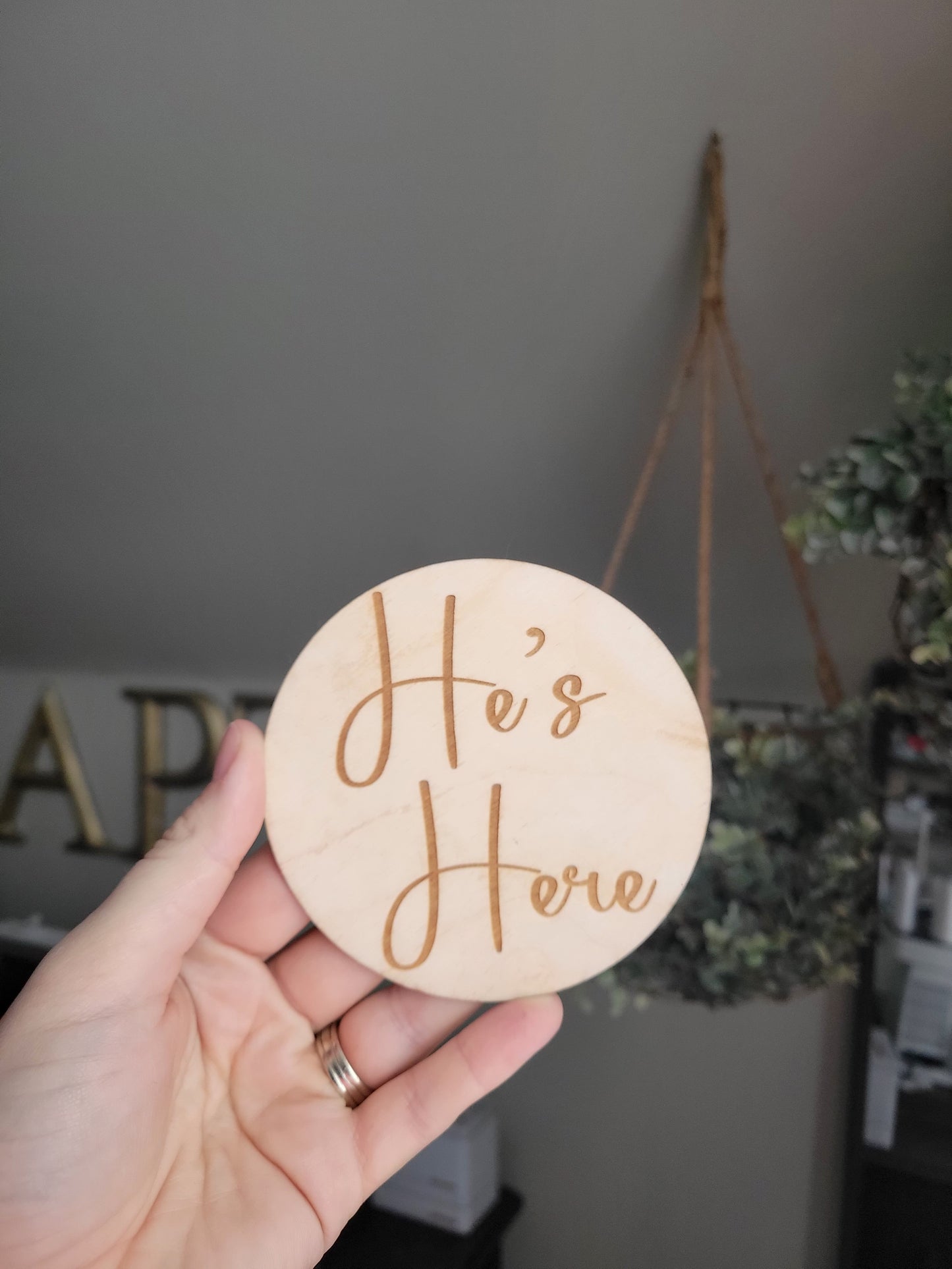 Double Sided Annoucement Disc - He's Here/She's Here