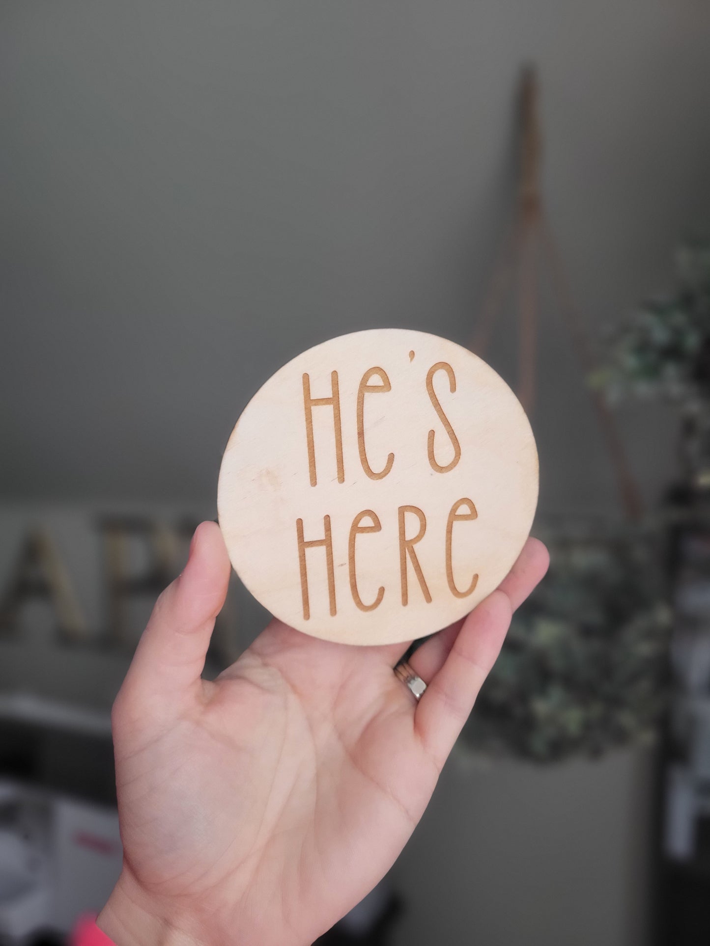 Double Sided Annoucement Disc - He's Here/She's Here