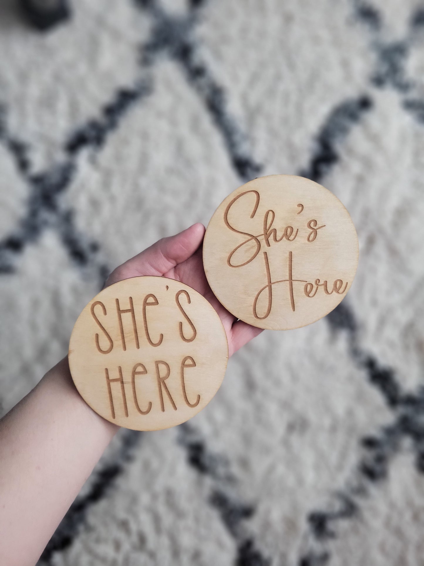 Double Sided Annoucement Disc - He's Here/She's Here