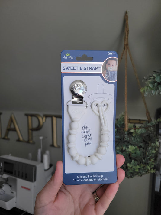 White *NEW* Sweetie Strap™ Silicone One-Piece Pacifier Clips Itzy Ritzy