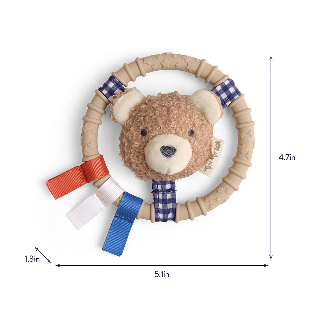 *NEW* Itzy Ring Pal™ - Teething Ring with Plush Character: Taupe Bear
