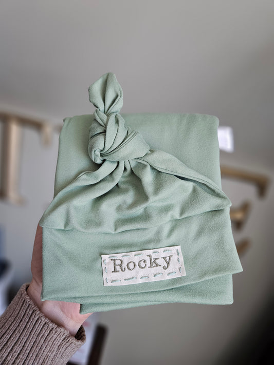 Cool Sage Swaddle and Newborn Hat