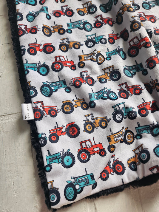 Vintage Tractors (retro colors) XL Lovey Blanket (larger size)