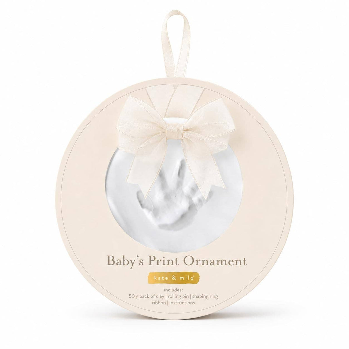 Baby Handprint & Footprint Christmas Ornament Kit, Ivory