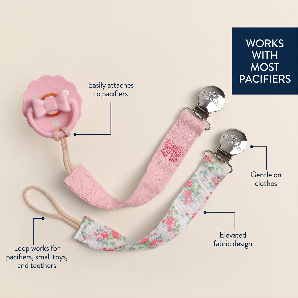 *NEW* Itzy Clip™ - Fabric Pacifier Strap: Bow