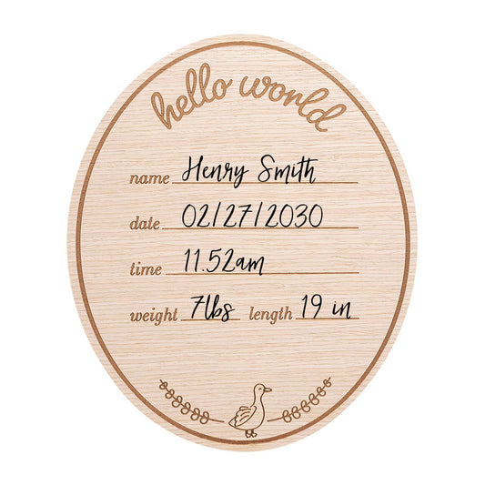 Wooden Birth Announcement Fill-In Photo Prop, Goose