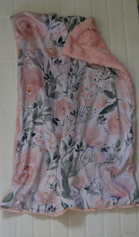Blush Pink Floral XL Lovey Blanket (larger size)