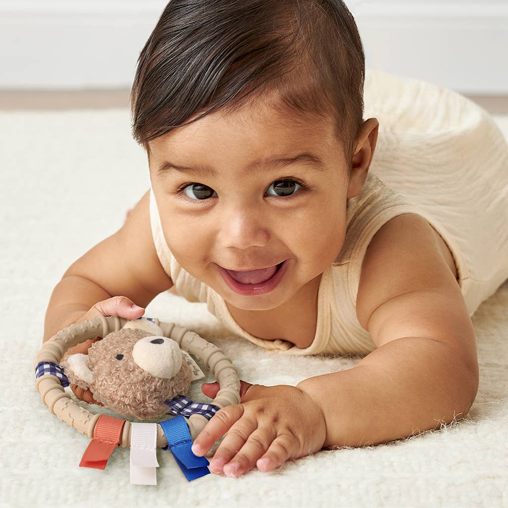 *NEW* Itzy Ring Pal™ - Teething Ring with Plush Character: Taupe Bear