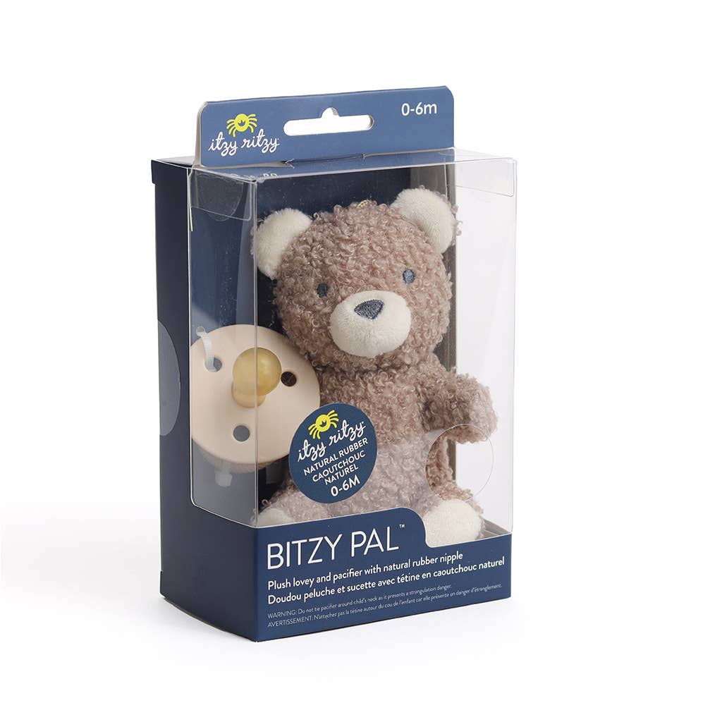*NEW OPTIONS* Bitzy Pal Natural Rubber Pacifier & Plush: Bear