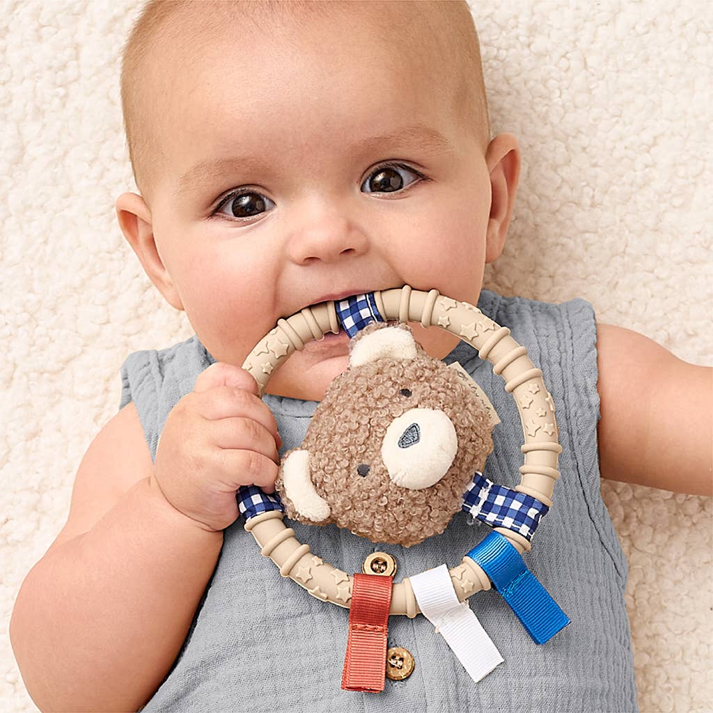 *NEW* Itzy Ring Pal™ - Teething Ring with Plush Character: Taupe Bear